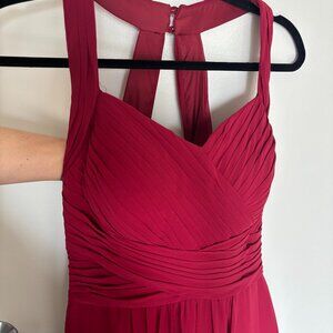 Azazie Ruby Red Chiffon Floor Length Gown (Approx. Size 8)